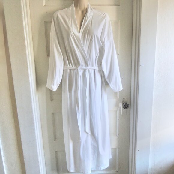 Hanro Long White Cotton Knit Spa Bathrobe XL - Picture 1 of 10